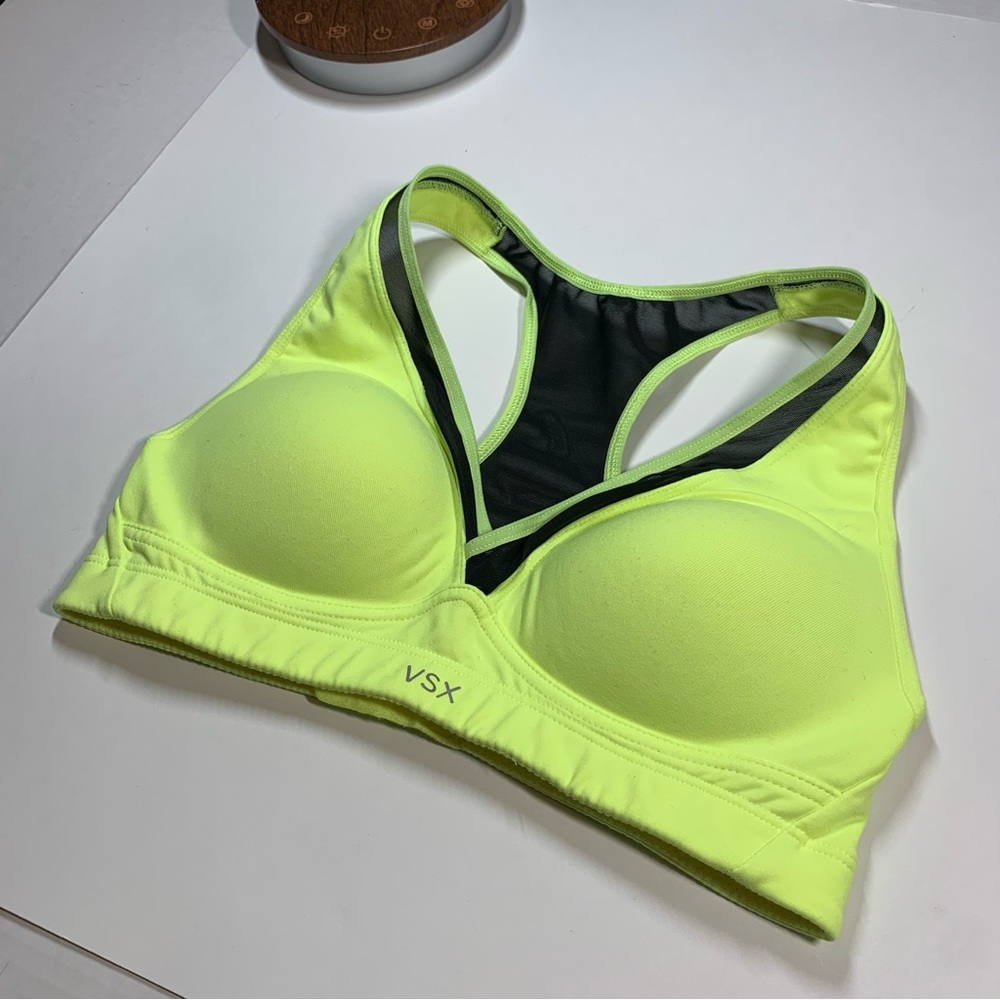 34A VSX Sport neon yellow V neck Racerback sports bra